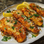 crispy chicken fritta on large plate, homemade style