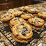 Freshly baked Blueberry Lemon Heaven Cookies with white chocolate chips and lemon glaze