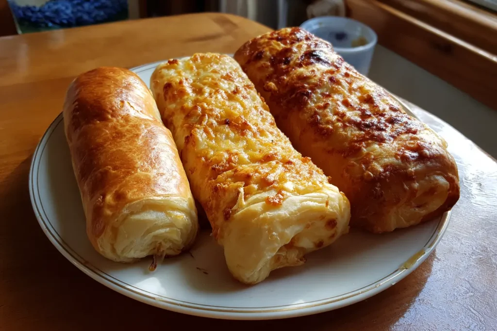 three styles of cheese and onion rolls for customizing texture
