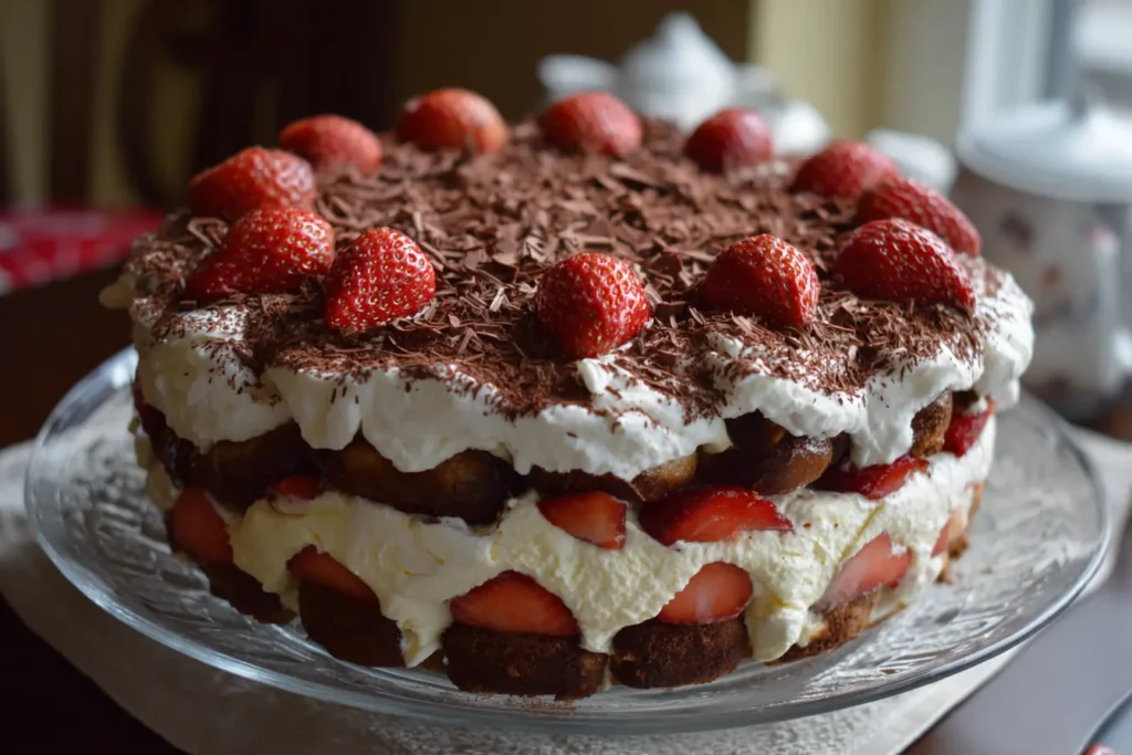 Three eggless tiramisu variations: classic, chocolate, and strawberry