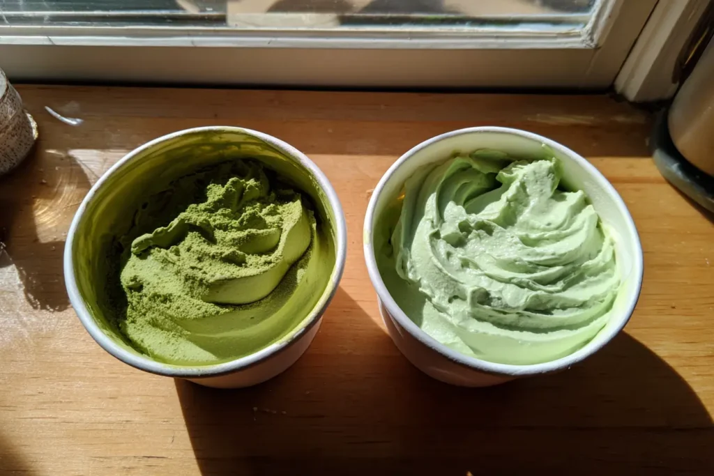 Comparison of bitter and balanced matcha yogurt bowls side by side