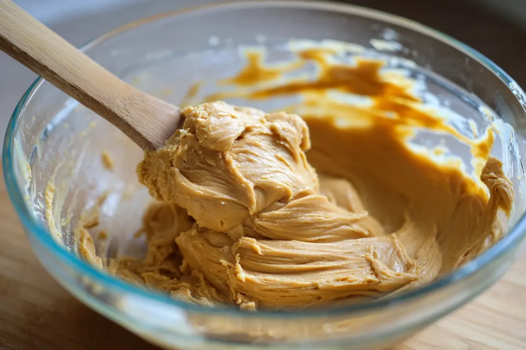 Mixing peanut butter and honey for monster cookie protein balls