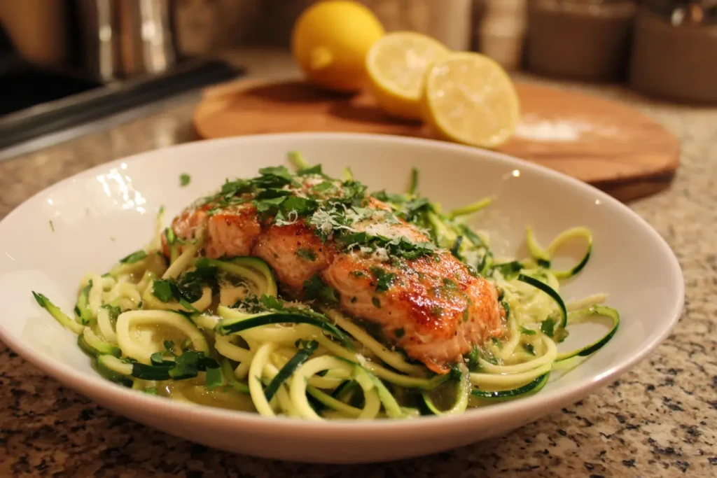 Zoodles sprinkled with salt and patted dry to avoid sogginess