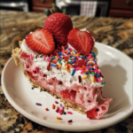 Strawberry Pop Tart Pie with vanilla icing and sprinkles