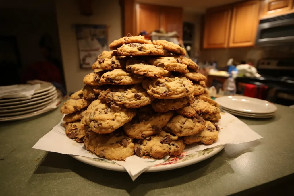 Dandy-Do Cookies piled on a plate with chocolate peanut butter coating
