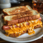 grilled cheese hot dogs with melted cheese and golden bread