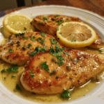 Lemon Chicken Piccata finished dish for recipe card