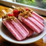 Strawberry Yogurt Pops with Granola finished dish for recipe card