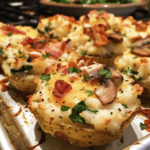 Stuffed mashed potato nests baked with cheesy filling
