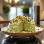 Pistachio Pudding Cake finished dish for recipe card