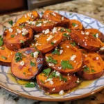 Roasted Sweet Potato Rounds with Honey and Feta finished dish for recipe card