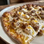 Sausage Ricotta Honey Hot Pizza finished dish for recipe card