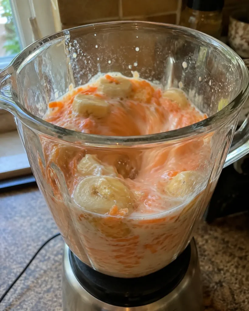 Blending a Carrot Banana Smoothie until smooth