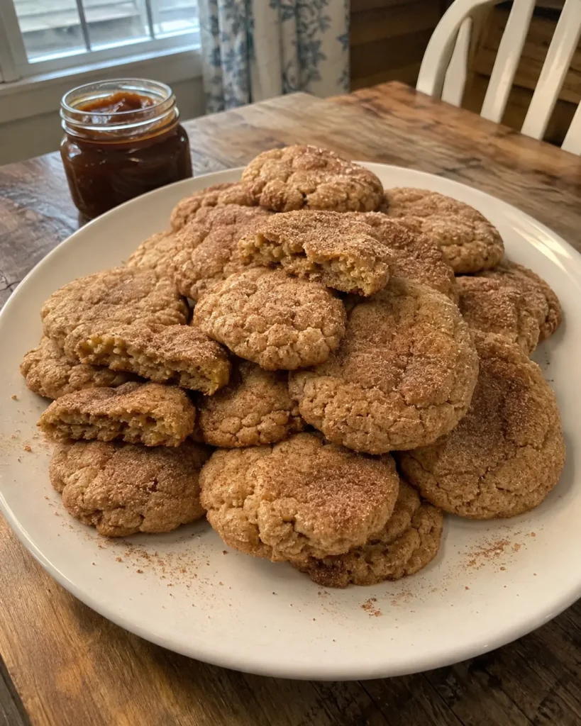 Apple Butter Cookies cooling on a wire rack with apple butter nearby