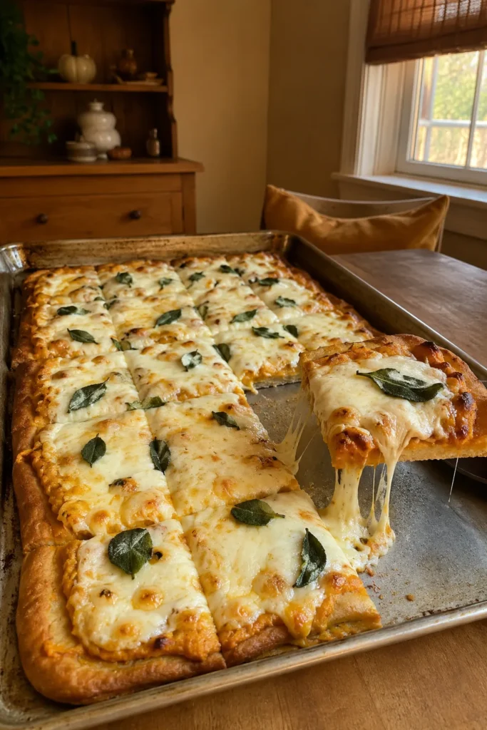 Pumpkin Ricotta Flatbread sliced and ready to serve