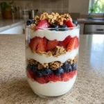 Fruit & Yogurt Parfait recipe card image with layered yogurt and fruit