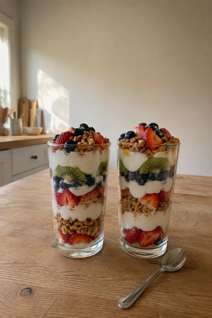 Easy Fruit & Yogurt Parfait recipe idea for breakfast