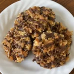 Close-up of No-Bake Samoa Cookies with caramel coconut topping